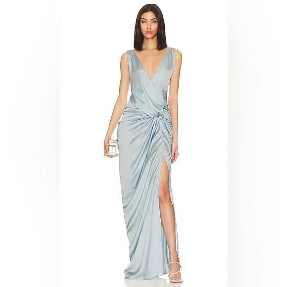 NWT Baobab Liz Blue Satin Dress - Picture 3 of 5